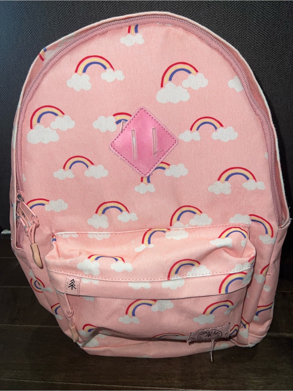 Kids Pink Rainbow Backpack - Cute Cloud Print